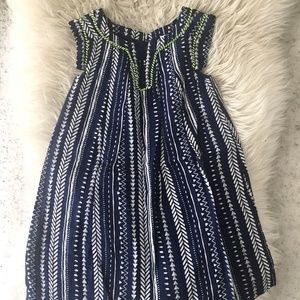 Blue Summer Dress with white printed pattern